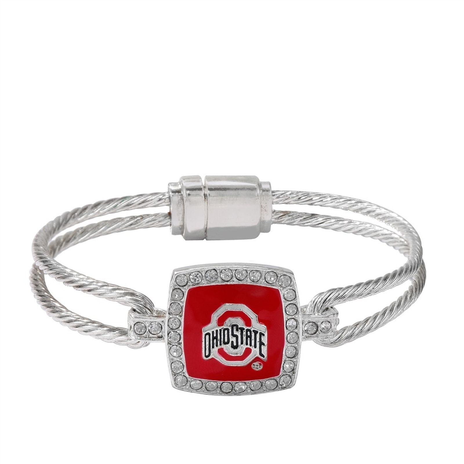 Ohio State Buckeyes Women's Squared Crystal Logo Bangle Bracelet Ncaa